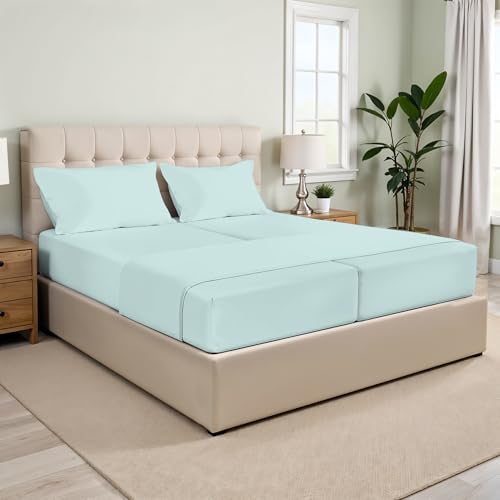 XOOX Linen Split King Sheets Sets for Adjustable Bed...