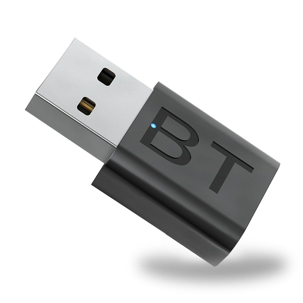 QOFOWIN Mini 2-in-1 USB Bluetooth Receiver,5.4 Wireless Audio Adapter 3.5mm Car Kit Music Receiver for Home/Car Stereo Sound System, Bluetooth Adapter(Aux in) with 3.5mm Cable