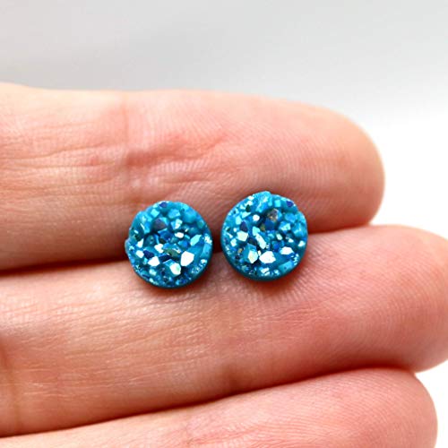 Pretty Smart Faux Druzy Earrings On Hypoallergenic Plastic Posts 8Mm (Teal Blue) #TOP1