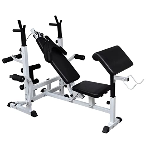 vidaXL Gewichtenbank met gewichtenrek en halterset 120 kg - Image 4