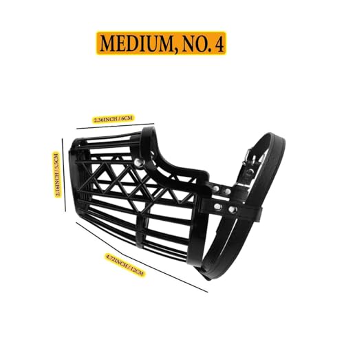 Image of RvPaws Anti Biting Dog Muzzle Basket Cage Design Plastic Pet Muzzle Comfortable Barking Easy to Adjust Quick Release Buckle (No-4, Medium)