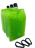 BellFlask Reusable & Concealable 15 oz Flask Patented Non-Metal Plastic Liquor Hydration Travel Vacation Sports Concerts Events With Free Filling Funnel Pack of 3 Flasks Green Color