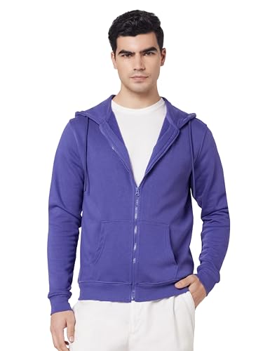 Image of Nobero Classic Zipper Hoodie for Men | Zip Up Hoodies for Men | Regular Fit | Full Zip Closure | Drawstring Hood | Zipped Hooded Sweatshirt | Cotton Rich Zipper Fleece Hoodie