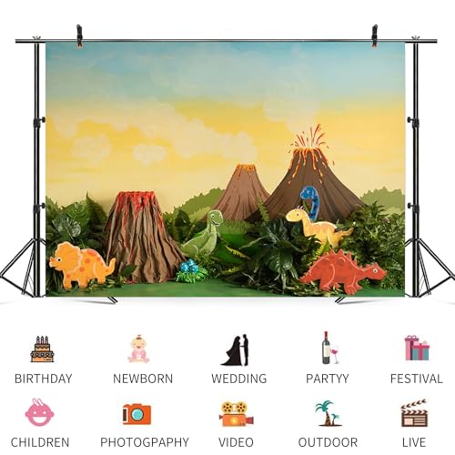 Fondo fotográfico vinilo 7x5ft tema dinosaurios miniatura 3