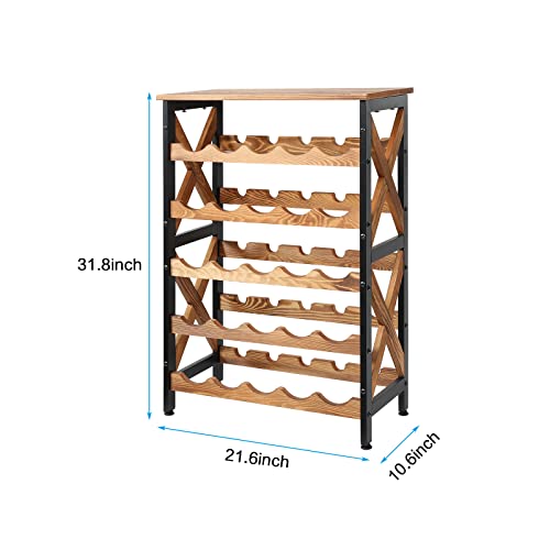 Lumamu 25 Bottle Wine Rack Freestanding Floor Rustic Wine Holder Stand 5 Tier Wobble-Free Tall Wine Racks Wine Large Display Storage Shelf For Cellar Kitchen 21.6''L X 10.6''W X 31.8''H #TOP6