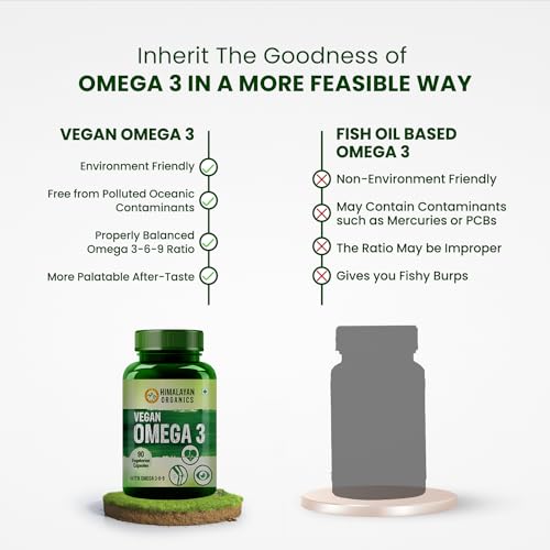 Himalayan Organics Omega 3 6 9 Vegan Natural Nutrition Supplement for Muscle, Bone, Heart & Skin - 90 Veg Capsules - Image 5