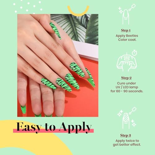 Beetles Neon Green Gel Nail Polish, 15ml Soak Off UV LED Day Nails Lamp Salon DIY Home Gift for Women Lime Green - 7