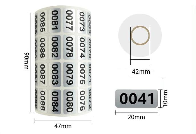 Genummerde etiketten, 40 x 20 mm – op rol
