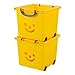Iris Ohyama, Lot de 2 bacs de rangement, 25 L, avec roues et poignées,, chambre, salle de jeu - Kids Box KCB-32 - Jaune