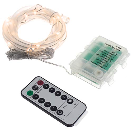 Preisvergleich Produktbild Smartfox 5m LED Lichterschlauch Leuchtdraht batteriebetrieben 8 Leuchtmodi und Fernbedienung für Innen Außen IP44 in warmweiß