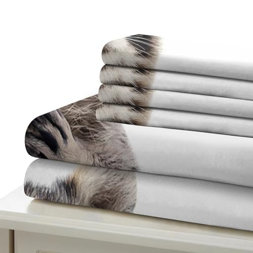 Parure housse de couette raton laveur 3D drap de couette microfibre 200x200 - 7