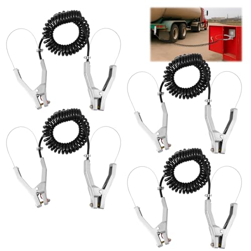 Copkim 4 Sets 16.4ft Insulated Grounding Cable with Clamp, Black