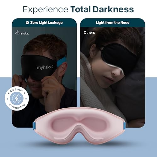MyHalos® Sleep Mask – 3D Blackout Eye Mask for Women & Men, Side Sleepers, Zero Pressure Memory Foam Eyelash Friendly, Breathable,Award-Winning Sleep Aid for Travel (Peach Orange, 1 Count (Pack of 1)) - Image 5