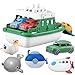 OKGIUGN Ferry Boat Toys Set with 4 Cars and 4 Wind Up Bath Swimming Toys, Kids Bath Toy Floating Vehicle Whales Submarines Swans Rockets, Bathtub Bathroom Pool Beach Toys for Toddlers Boys Girls Kids
