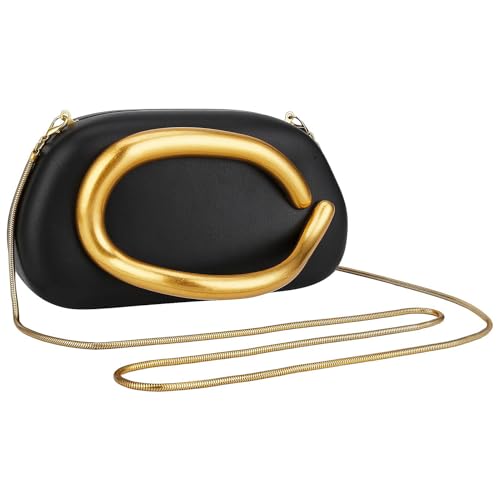 Gelory Damen-Abendhandtasche aus PU-Leder, Schokoladenbraun, Clutch, Geldbörse mit abnehmbarer Kette, Crossbody-Tasche für Party, Hochzeit, Abendessen und Ausgehen, Schwarz