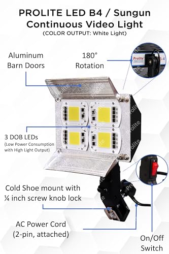 Image of Prolite LED B4 Continuous Video Light (Sungun Light) (4 LED) for Camera Lighting and Video Shoot (White Light Color Output)