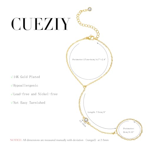 Hand Chain Gold Bracelets for Women Dainty Gold Plated Finger Ring Zircon Adjustable Hand Chain Jewelry for Women Trendy Bracelets for Women Trendy Gold Hand Chain4