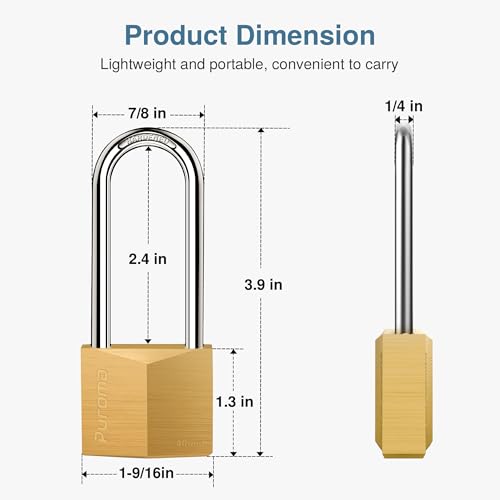 Puroma 1 Pack Keyed Padlock Waterproof Solid Brass Lock, 2.6 Inch Padlock with Keys for Sheds, Storage Unit School Gym Locker, Fence, Toolbox, Hasp Storage - Image 5