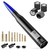 BJSIA American Flag Car Antenna for Truck with Valve Stem Caps - Universal Compatible with Ford, Dodge, Chevrolet, GMC, Jeep, Toyota Truck Car Accessories, Heavy Duty Pickup Trucks Accessories - Blue