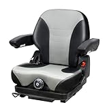 TICSEA Tractor Suspension Seat, Adjustable Seatbelt Backrest Armrests Weight Adjustment - Compatible with Toro Bad Boy Scag Kubota Ferris Hustler Gravely Zero-Turn Mowers & Tractors