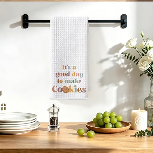 Image of Baking Gifts Kitchen Towels 24x14 Inch, Gifts for Bakers Cookie Lovers Cooks Reusable Dish Towels for Kitchen Baking Decor, Waffle Weave Absorbent Hand Towel, It's a Good Day to Make Cookies
