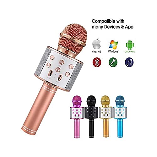 Voupuoda WS-858 Microfone de karaokê sem fio portátil, Player de karaokê portátil para celular Alto-