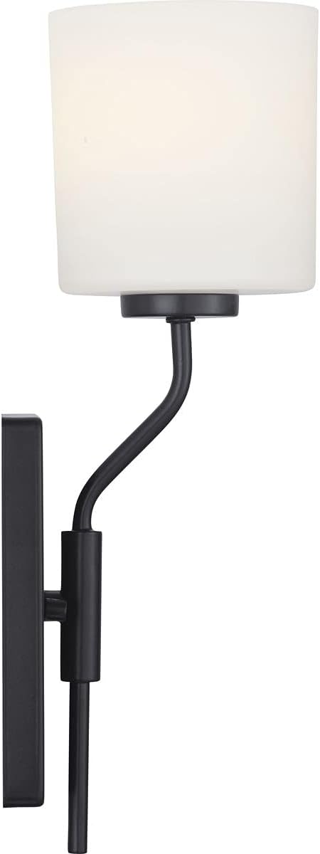 Progress Lighting Tobin Collection 1-Light Etched White Glass Modern Bath Vanity Light Matte Black