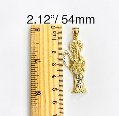 Authentic 14K Solid Yellow Gold Angel of Death,Santa Muerte Pendant, 14K Real Gold Grim Reaper - 3 Different Size.2