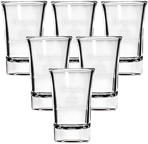 CKB Products Personalized Shot Glasses - Laser-Etched Engraving Gifts for Women and Men - Customized Couples Gifts - 6 Pack