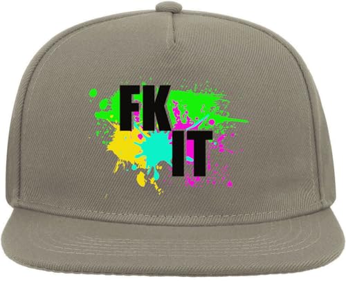 FK IT FCK It Bunte Pop Art Stilvolle Snapback Flat Visor Baumwollmischung Cap Grau, grau, Einheitsgröße