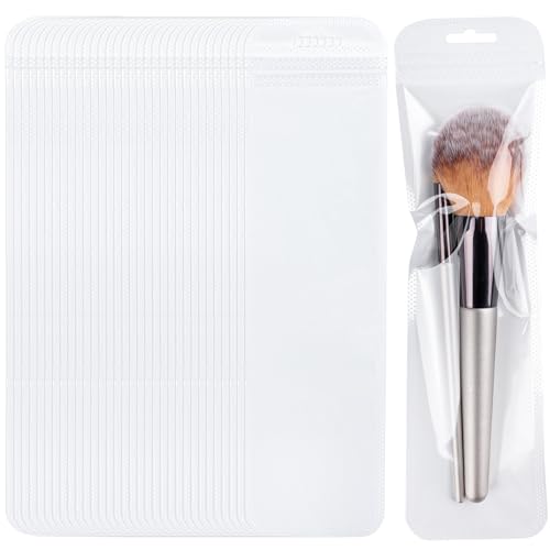 Framendino, 100 Pack White Packaging Bags Resealable Foil Pouch Bag for Jewelry Makeup Brush Lash Packing