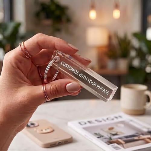 DIGI ARTS Personalised Custom Laser Engraved Clear Acrylic Crystal Keychain personal and corporate gifts, return gifts. (Teahers gift 10 set)