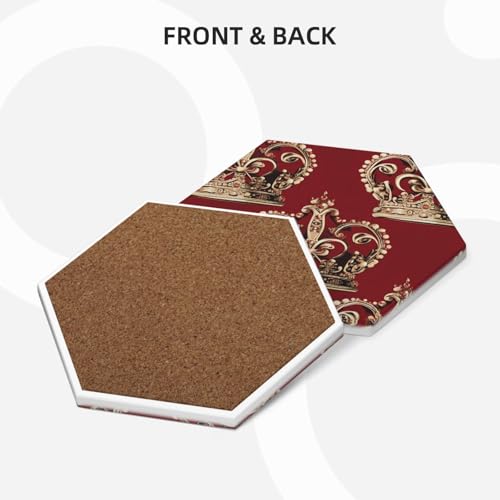 Dessous de verre céramique absorbant support table basse et déco couronne rouge