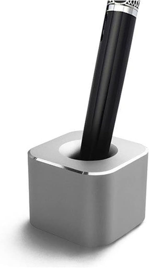 Mini Pen Holder for Desk Aluminum Alloy Pen Stand Single Pen Holder Desktop Creative Embellishment Desktop Organizer for Office School Home Toothbrush Holder 1 Piece Silver