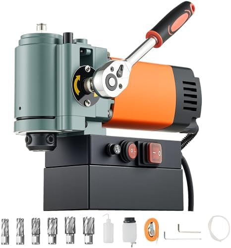 VEVOR Low Profile Magnetic Drill Press, 1300 W, 1.4 in Boring Diameter, 2248 lbf Power Portable Mag Drill Press, 650RPM Speed, with Weldon Shank, for Metal Surface, Industrial and Home Improvement VEVOR Low Profile Magnetic Drill Press, 1300 W, 1.4 in Boring Diameter, 2248 lbf Power Portable Mag Drill Press, 650RPM Speed, with Weldon Shank, for Metal Surface, Industrial and Home Improvement