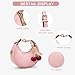 JQWSVE Small Top Handle Bags for Women Faux Leather Mini Purses Ladies Handbags Crescent Mini Crossbody Purse (A03 Pink)