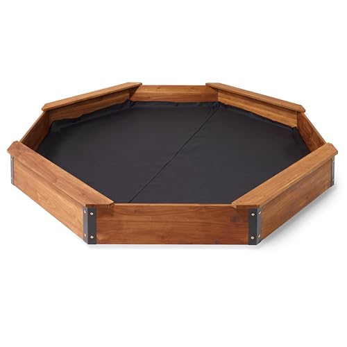 Badger Basket XL Octagon Sandbox with Cover & Benches - Large Wooden Sandbox for Kids - Outdoor Sand Box for Backyard Playset & Group Fun (78 x 78 x 9) - Thumbnail 7