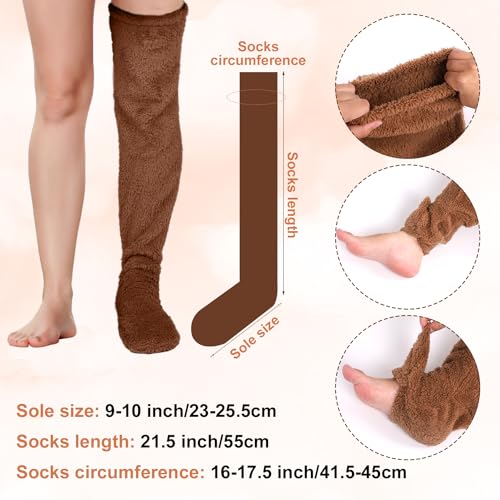 BOXOB Over Knee High Fuzzy Socks, Thigh Snuggs Cozy Socks Winter Leg Warmers Plush Long Slipper Sleeping Stockings for Home2