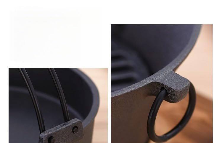 Amazon.co.jp: 【Qyber】南部鉄器すき焼き鍋 ツル付黒焼付仕上げ 直火