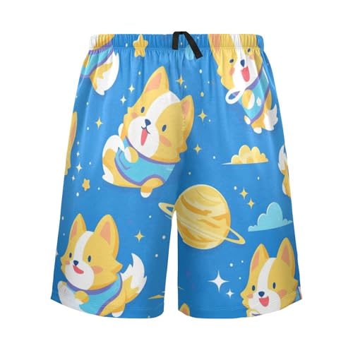 Men's Short Pajama Bottoms Dog Cute Galaxy Funny Home Casual Sleep Pants