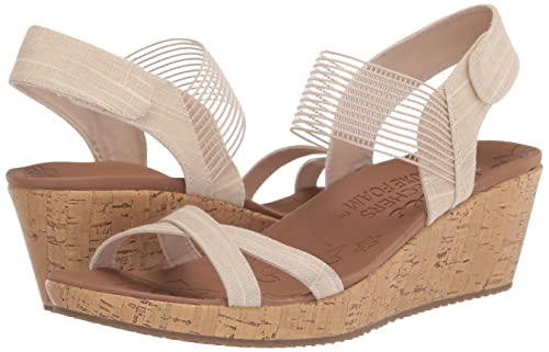 Skechers Women's Cork Wedge Sandal, Natural, 10 #TOP6