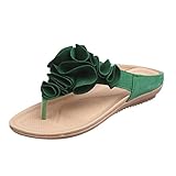  VJGOAL Damen Sandalen, Dame Mädchen hübsche Blumenschuhe Flip Flops Lässige Sommer Strand Wohnung Sommer Sandalen Frau Geschenk (39 EU, Grün)