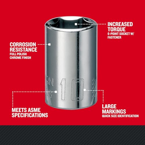 CRAFTSMAN Shallow Socket, Metric, 1/4-Inch Drive, 10mm, 6-Point (CMMT43508)