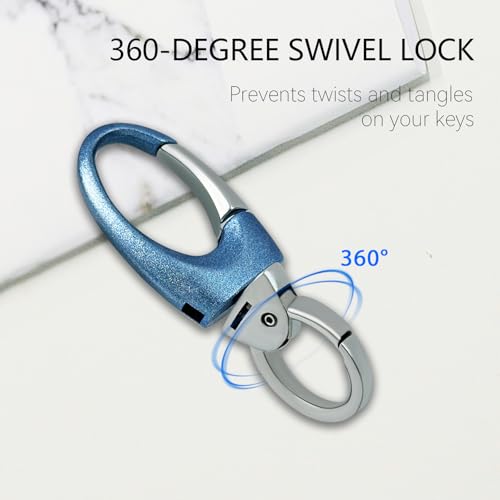 Image of Heavy Duty Keychain with Quick Release Double Carabiner Clip, Key Rings, D Ring, Car Key Holder for Belt Loop