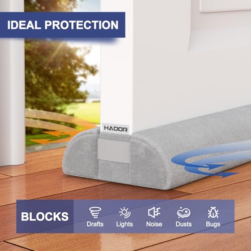 Hador DOOR DRAFT STOPPER Noise Blocker 32 Inches For Bottom Of Door, Grey Twin Triangular Under Door Draft Stopper Seal Gap Machine-Washable Air Blocker thumb #8