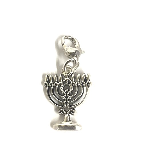 Sexy Sparkles Women's Hanukkah Menorah Candle Holder Dangle Pendant For European Clip On Charm Jewelry W/Lobster Clasp