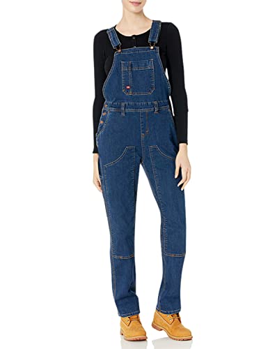 Dickies Women's Denim Double Front Bib Overalls, Dark Stone Wash, X-Small #TOP22