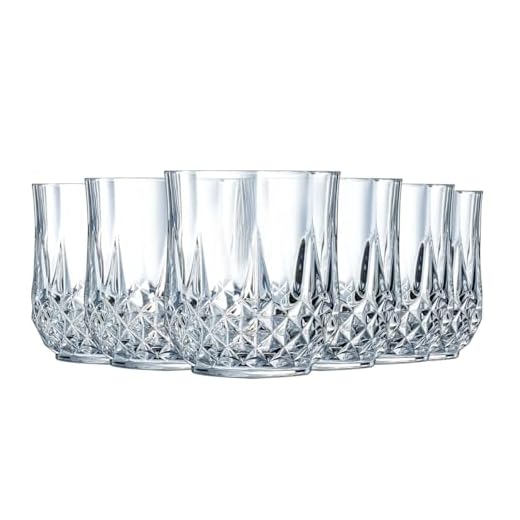 Cristal d'Arques Paris Longchamp - 6 Gläser niedrig 32 cl - 6 Stück - aus Kwarx - für Wasser, Säfte und andere Softs - Glanz, Transparenz und hohe Widerstandsfähigkeit