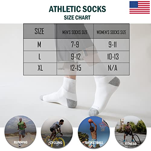 Flshmcen Men's Athletic Ankle Socks 8-Pairs Cotton Cushioned Quarter Socks For Men Moisture Wicking Socks Size 7-9/9-12/12-15 #TOP5