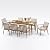 SEEHILL 9 Pieces Patio Dining Set for 8, Outdoor Aluminum Dining Furniture Set with Umbrella Hole, Modern All-Weather Outdoor Patio Table Sets with 8 Chairs and Table for Deck Garden Poolside, Teak